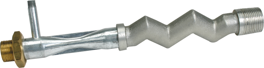 Richards, Die-cast, white metal body with integrally cast side arm, plated Brass nozzle; cast aluminum baffle tube. 3/4" (1" drain, 1/8" NPT vacuum) Water Inlet, 12-1/2"(318mm) Length