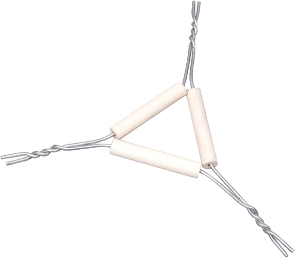 Triangles. Iron Wire (16 ga) galvanized with plain clay pipe stems. 1-1/2  (38mm)