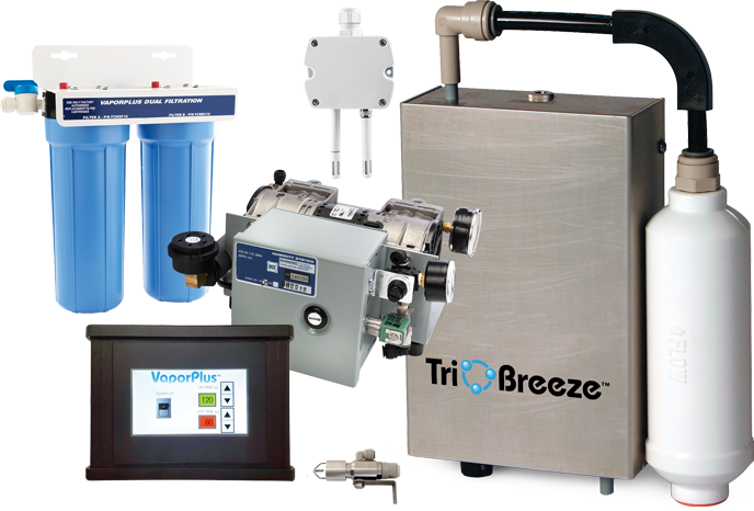 VaporPlus Curing Room Humidity System with Touch-Screen Control plus TriOBreeze Sanitizer