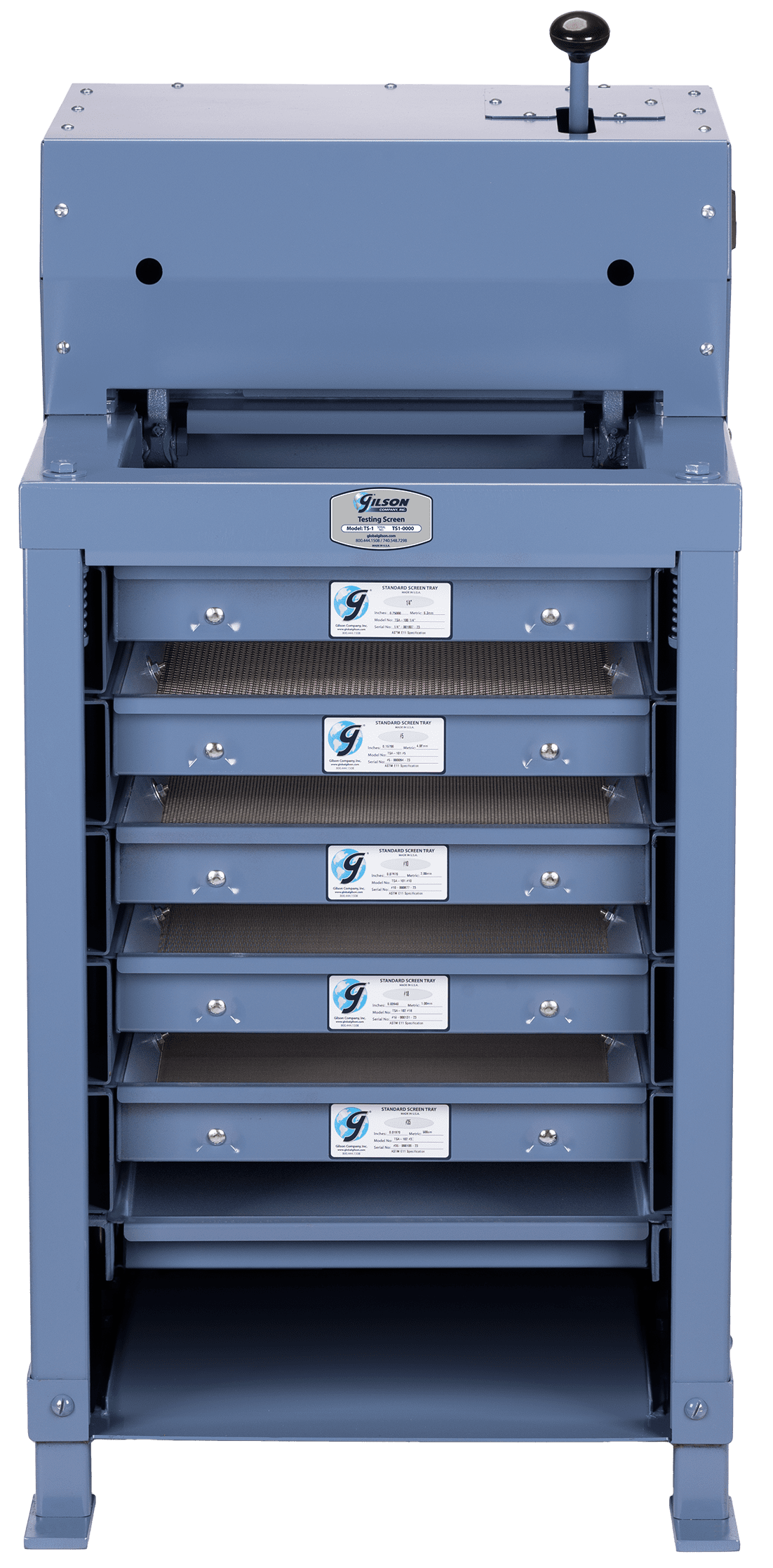 Gilson Testing Screens, Hydraulic Clamping