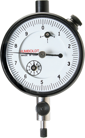 Dial Gauge, Range: .200", Division: .0001", Dia.: 2.25", Brake: Yes