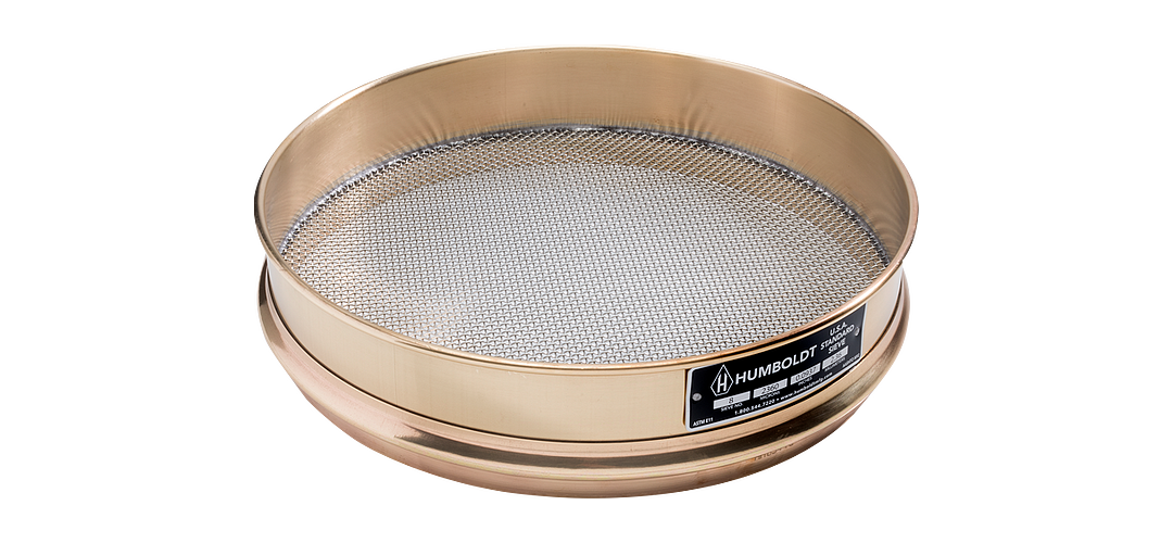 12" Dia., No. 20 (850µm) Brass Frame Stainless Mesh, 2" (50mm) Inter. Height Frame Inspection Sieve