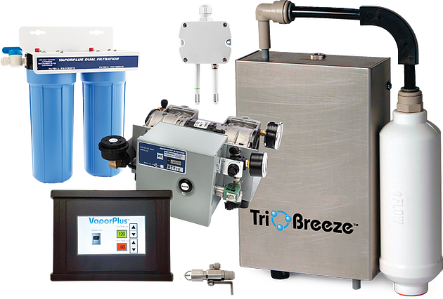 VaporPlus Curing Room Humidity System with Touch-Screen Control plus TriOBreeze Sanitizer