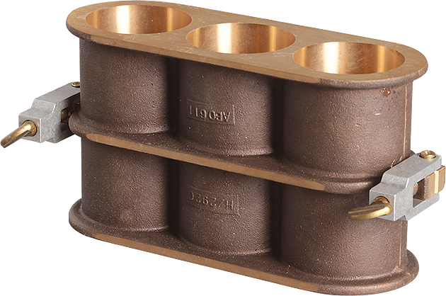 Concrete Cylinder Mold, 2" x 4" (51 x 102mm), 3-gang, Bronze