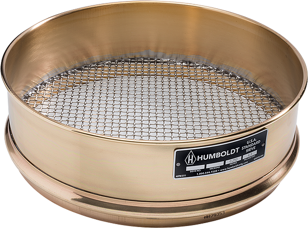 12" Dia., No. 40 (425µm) Brass Frame Stainless Mesh, 3" (75mm) Full Height Frame Standard Sieve