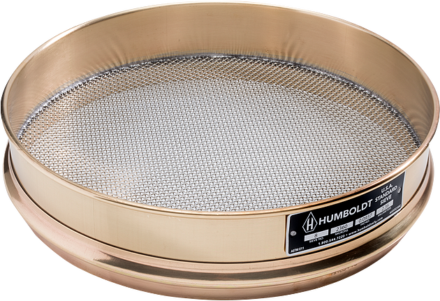 Sieves, 12 Dia., Brass Frame, Stainless Mesh, No. 635 (20µ) Inter-Height  (2 - 50 mm)
