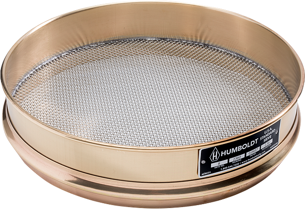 12" Dia., No. 20 (850µm) Brass Frame Stainless Mesh, 2" (50mm) Inter. Height Frame Inspection Sieve