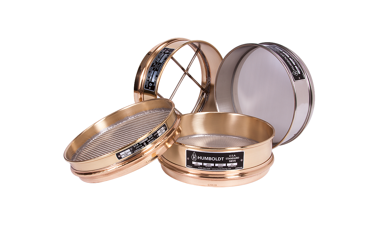 8" Dia, 20mm Mesh, Full Height, Brass Frame, Stainless Mesh, Sieve