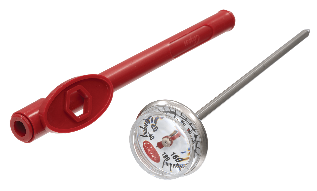 Dial Thermometer, Pocket-Type: Range -40 to 180°F with 2°F divisions.