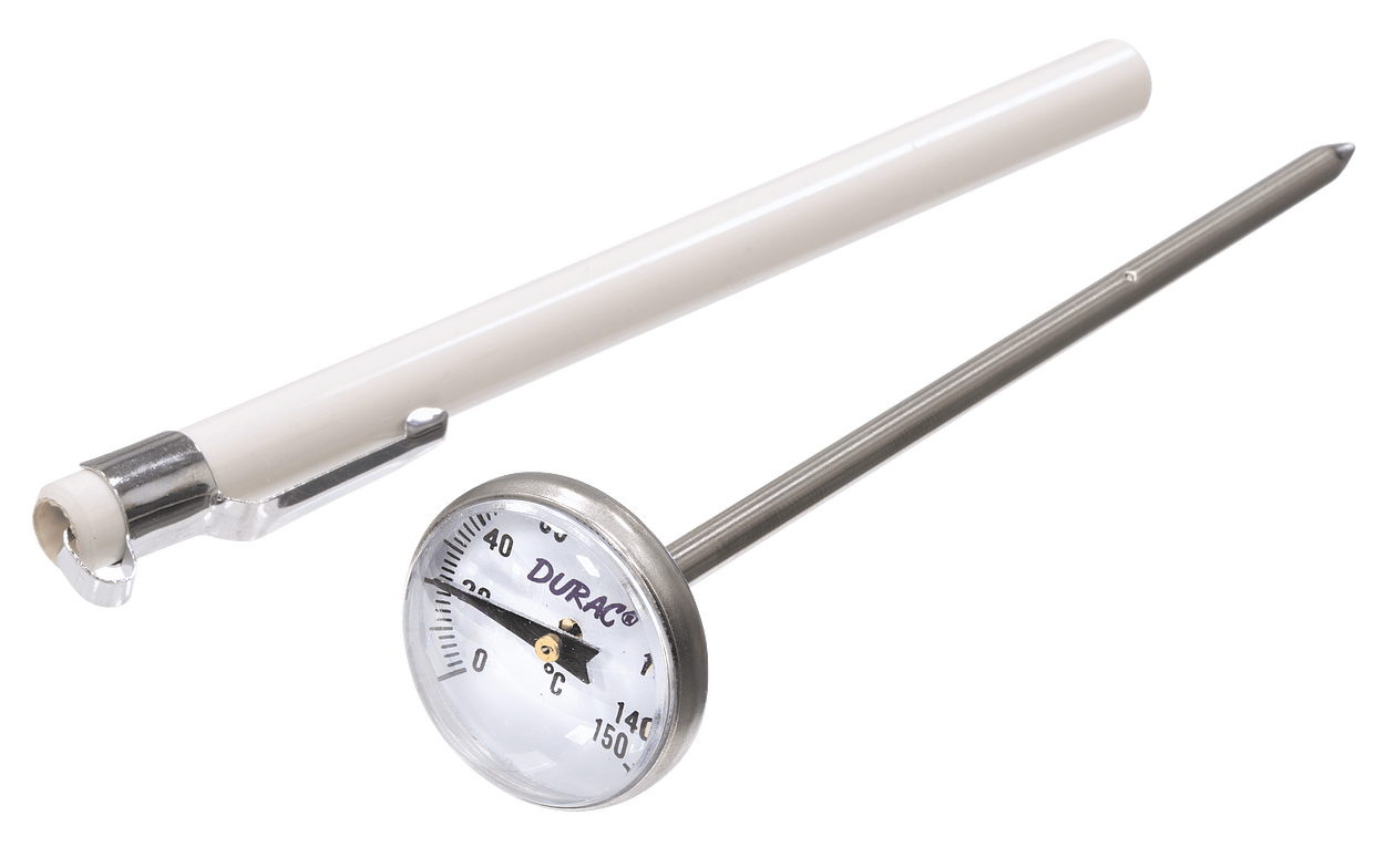 Dial Thermometer, Pocket-Type: Range 0 to 150°C with 2°C divisions.