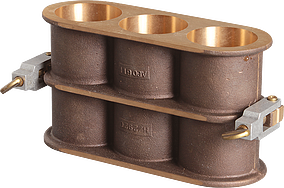 Concrete Cylinder Mold, 2" x 4" (51 x 102mm), 3-gang, Bronze